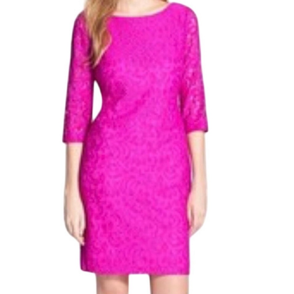 Ivanka Trump Pink Sheath Midi Dress with Bateau Neckline